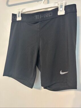 Nike Black Compression Shorts with White Swoosh Label